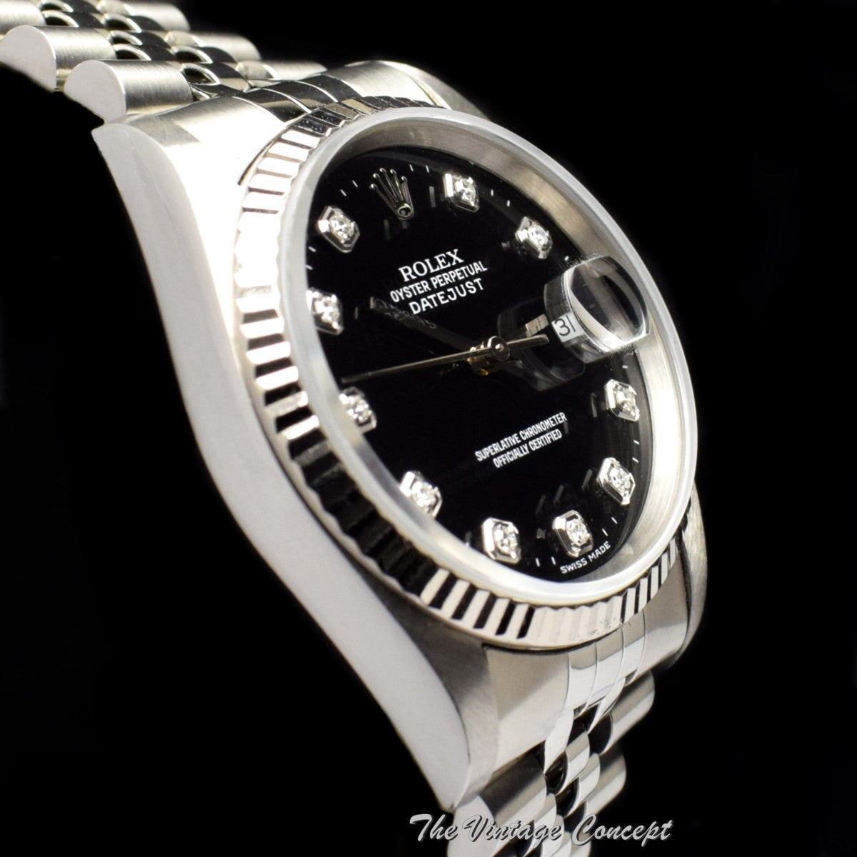 Rolex Datejust Black Dial Diamond Index 16234 w/ Original Paper ( SOLD )