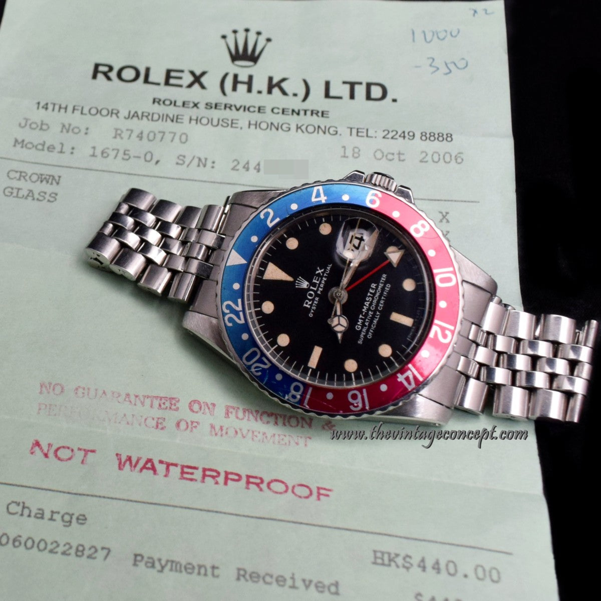 Rolex GMT Master Matte Dial 1675 with Service Paper (SOLD)