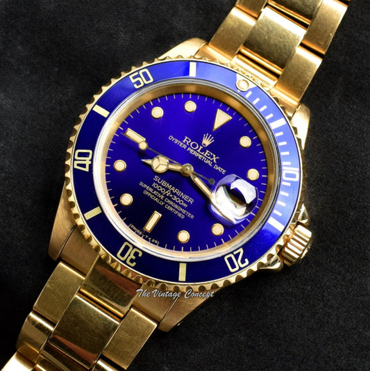 Rolex Submariner 18K YG Blue Purple Dial 16618  (SOLD)