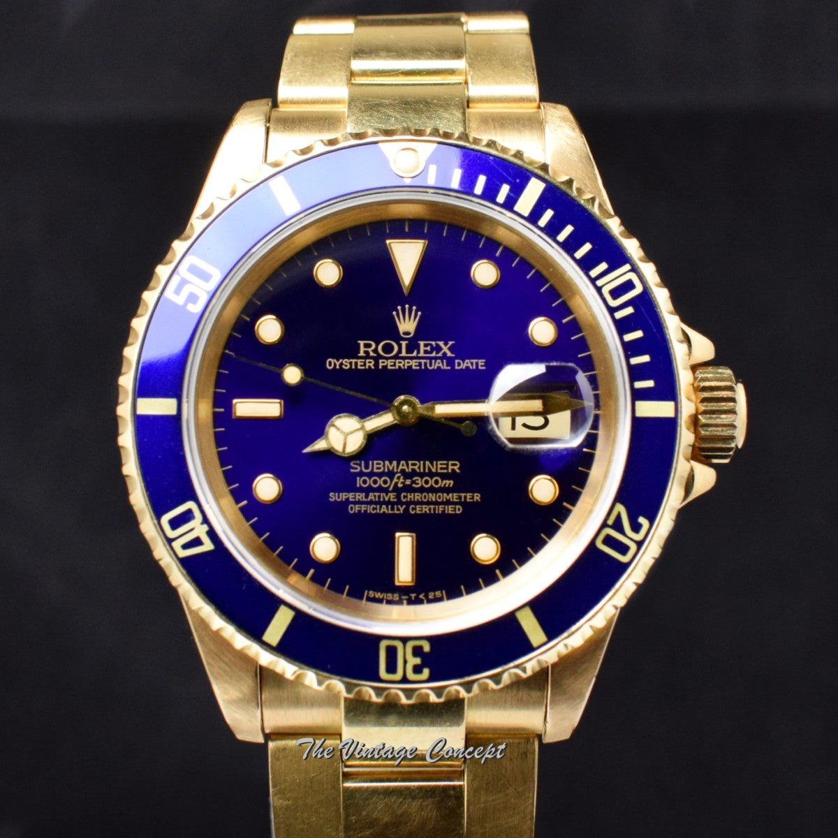 Rolex Submariner 18K YG Blue Purple Dial 16618  (SOLD)