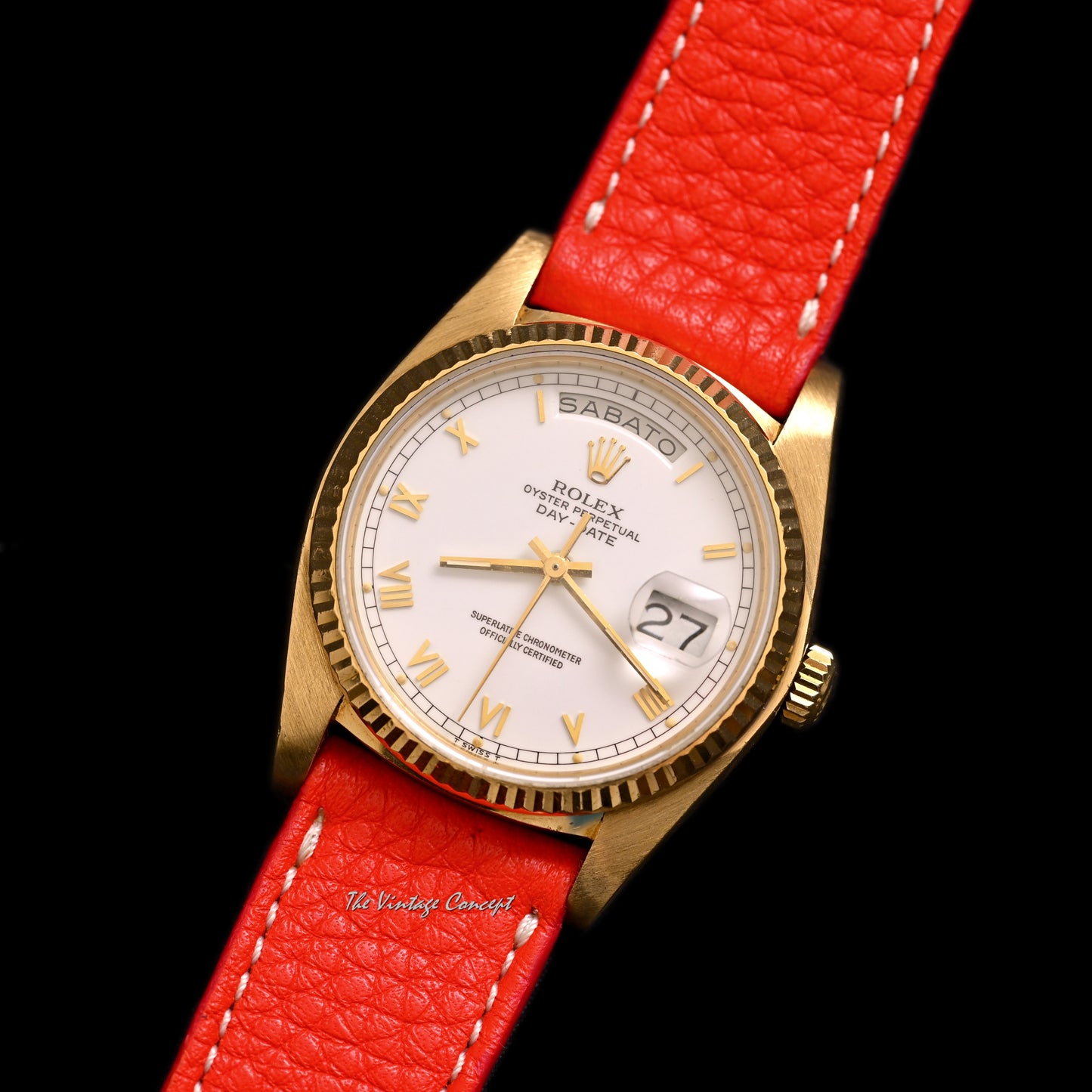 Rolex 18K Yellow Gold Day-Date White Dial with Roman Indexes Ref. 18038