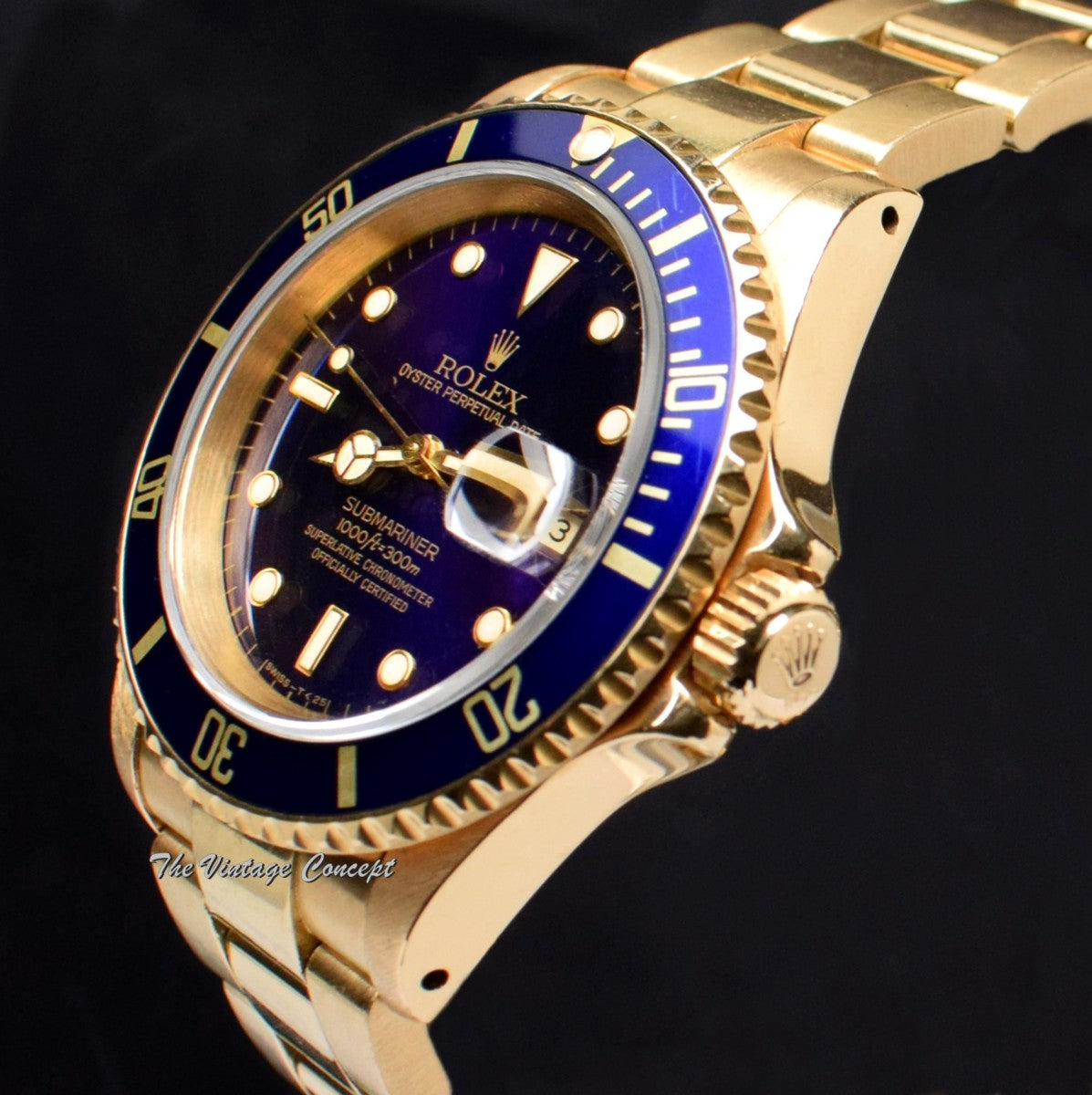 Rolex Submariner 18K YG Blue Purple Dial 16618  (SOLD)