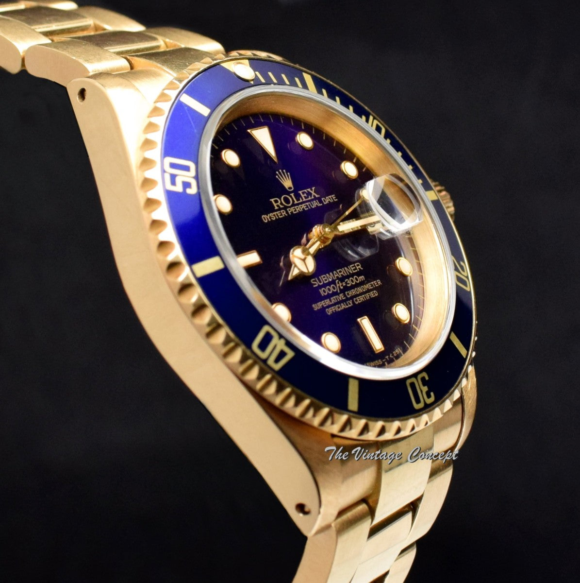 Rolex Submariner 18K YG Blue Purple Dial 16618  (SOLD)