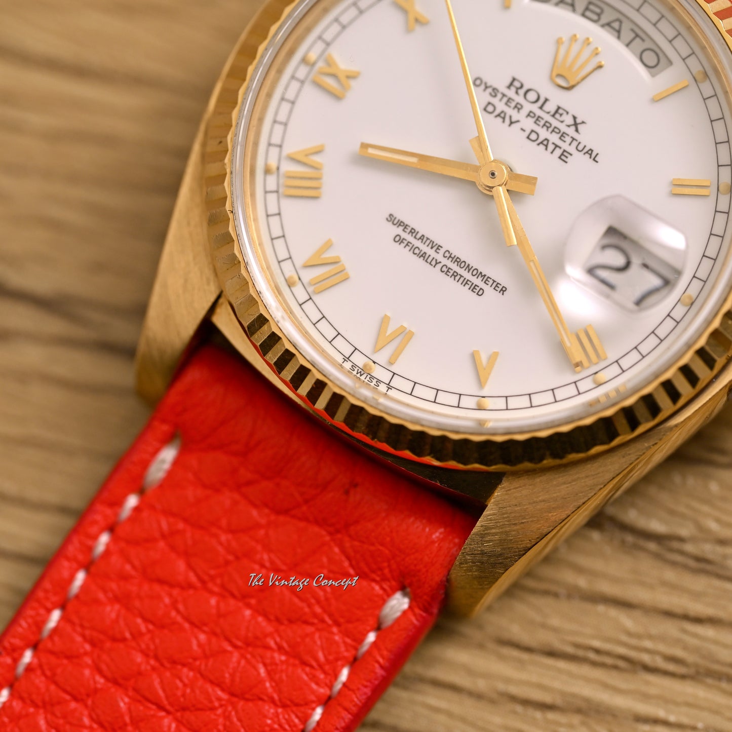 Rolex 18K Yellow Gold Day-Date White Dial with Roman Indexes Ref. 18038