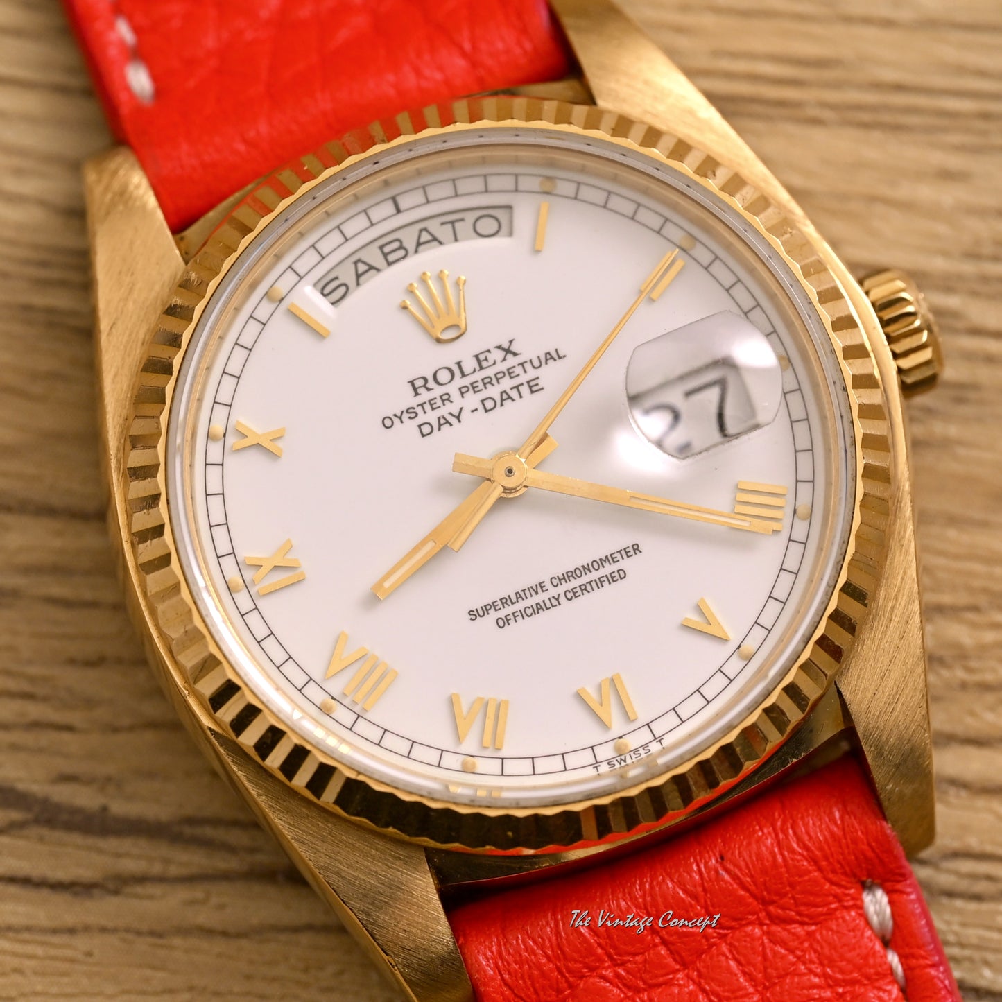 Rolex 18K Yellow Gold Day-Date White Dial with Roman Indexes Ref. 18038