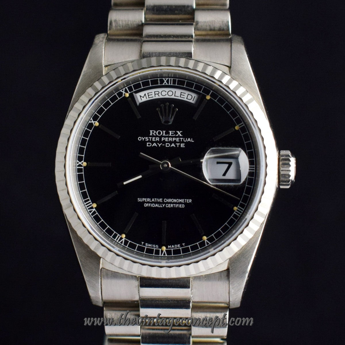 Rolex Day-Date 18K WG Black Dial 18239 (SOLD)