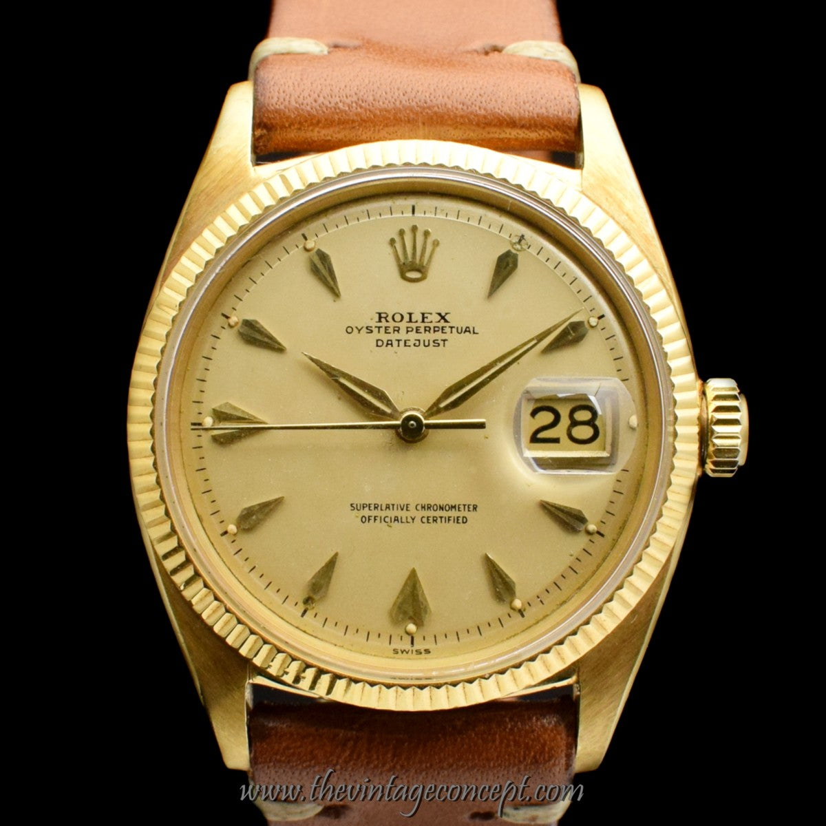 Rolex 18K YG Datejust Flies Index 6605 (SOLD)