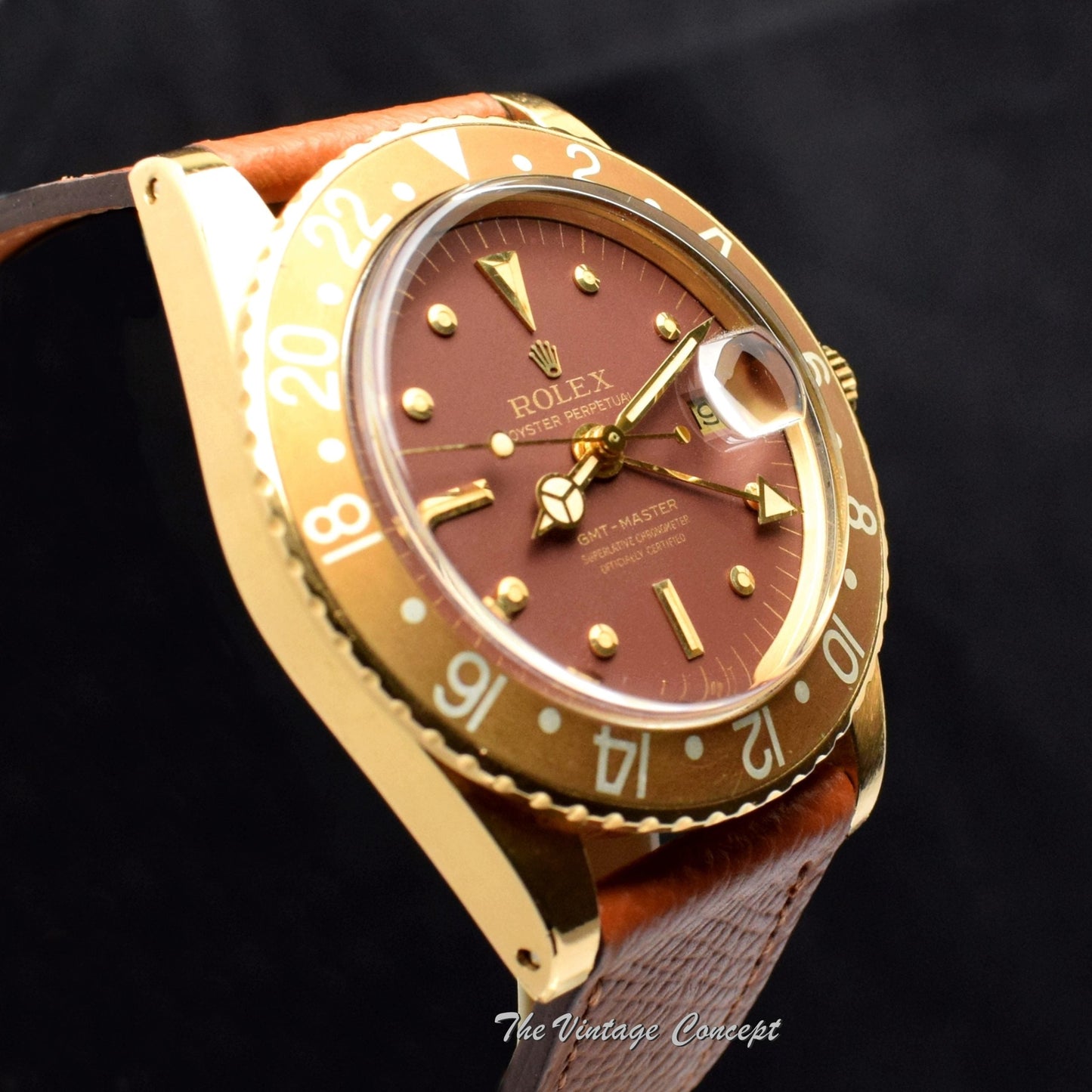 Rolex GMT-Master 18K YG Brown Nipple Dial 1675 (SOLD)