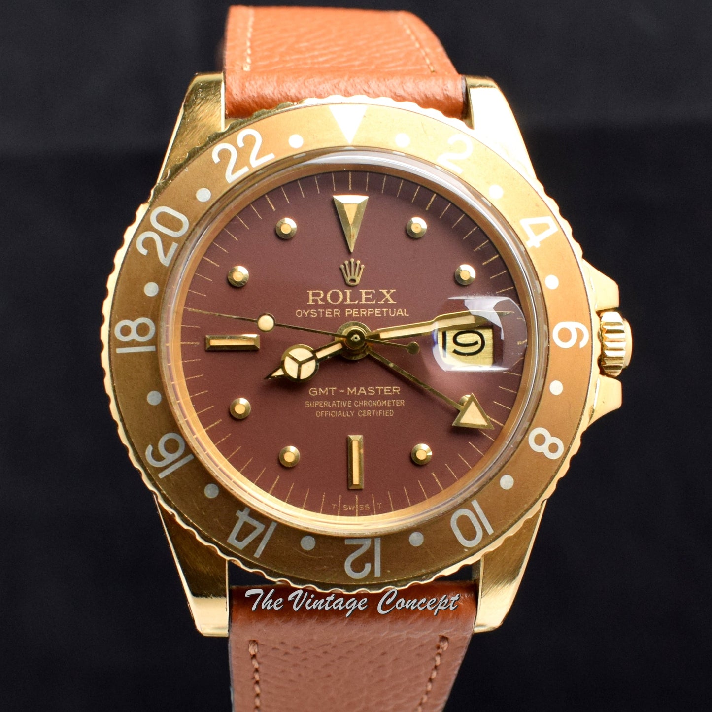 Rolex GMT-Master 18K YG Brown Nipple Dial 1675 (SOLD)