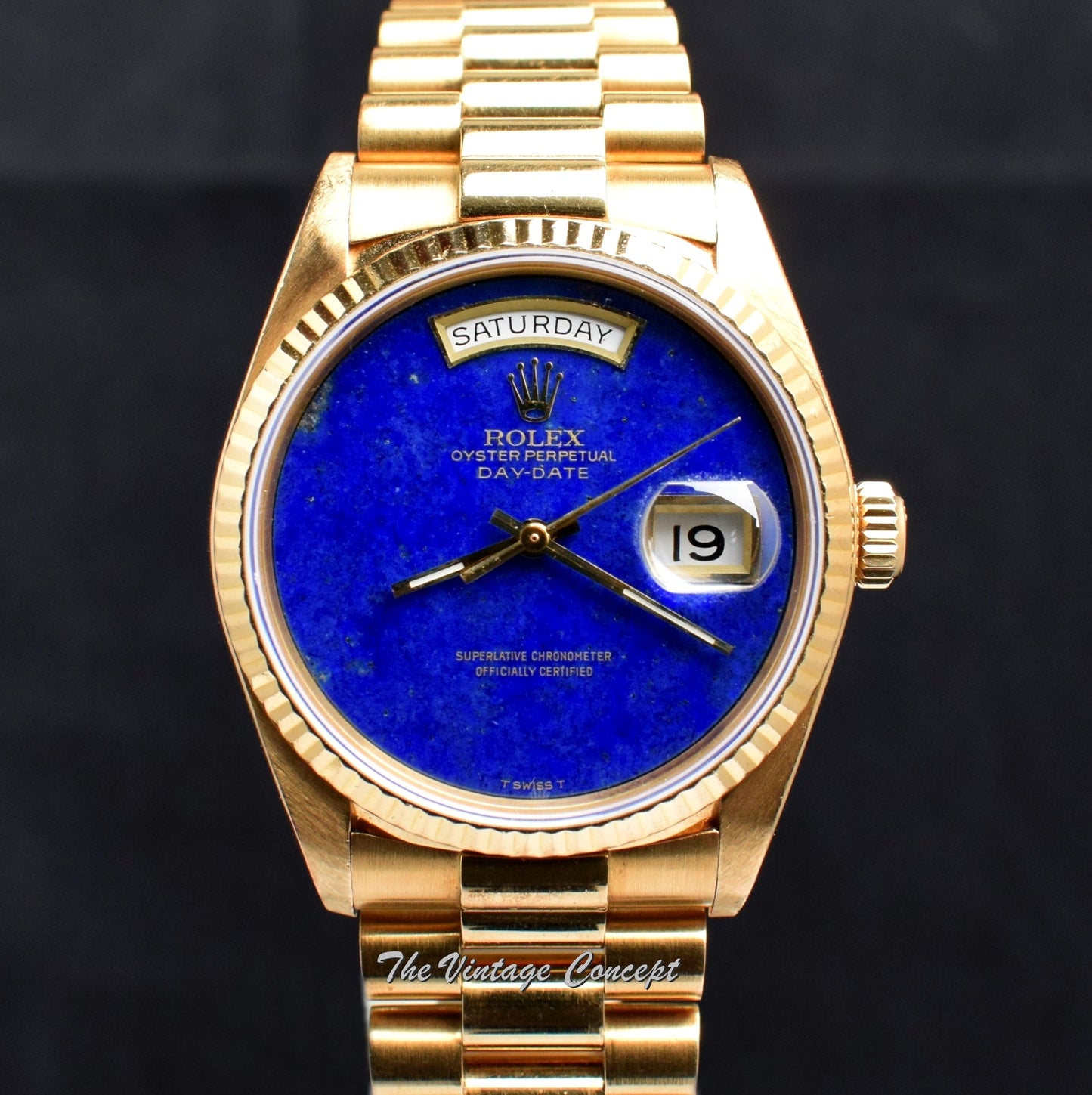 Rolex Day-Date 18K YG Lapis Stone Dial 18038 (SOLD)