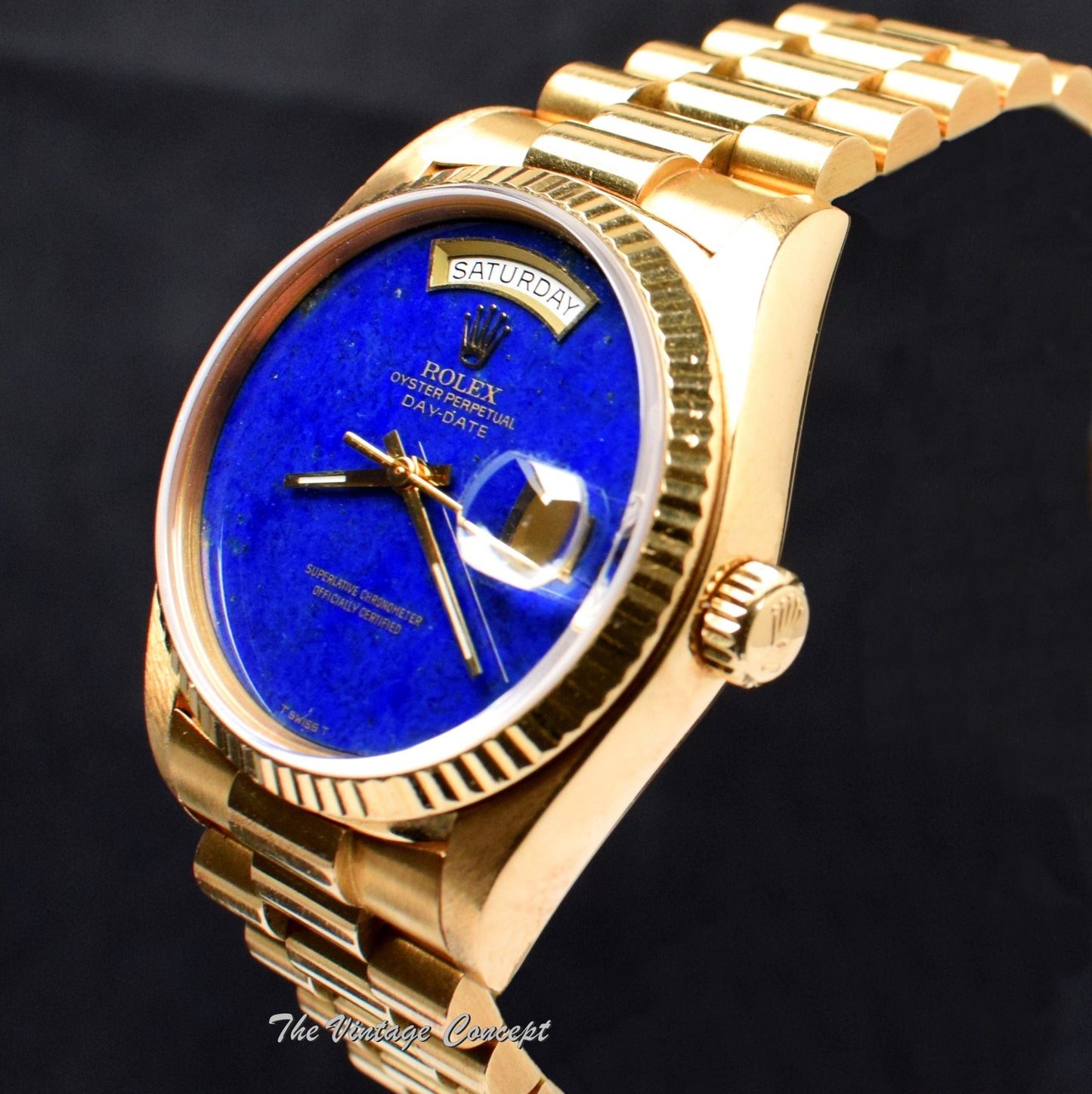 Rolex Day-Date 18K YG Lapis Stone Dial 18038 (SOLD)