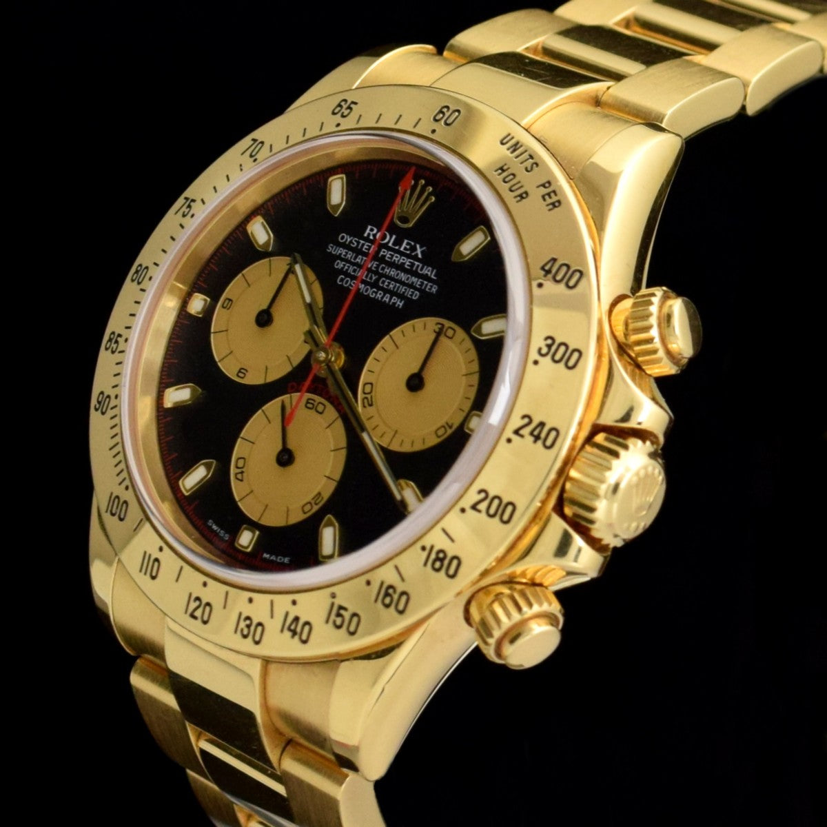 Rolex Daytona Yellow Gold Black Dial 116528 w/ Original Paper (SOLD)