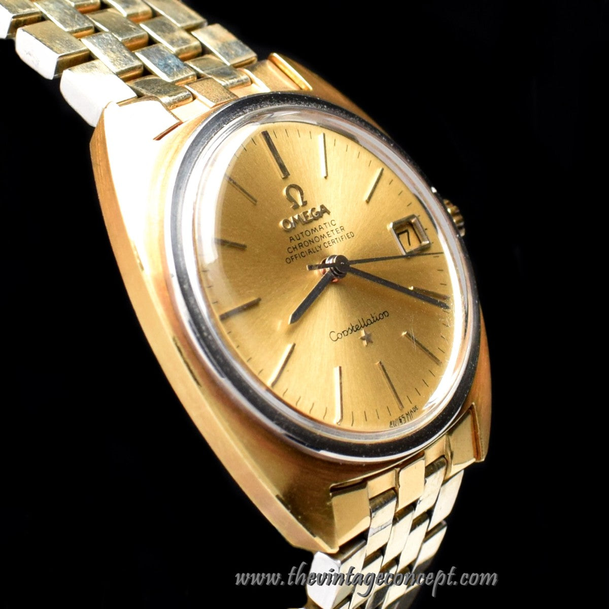 Omega Two-Tones 18K YG Constellation Gold Dial 168008 w/ Gold Plated Bracelet (LCF)