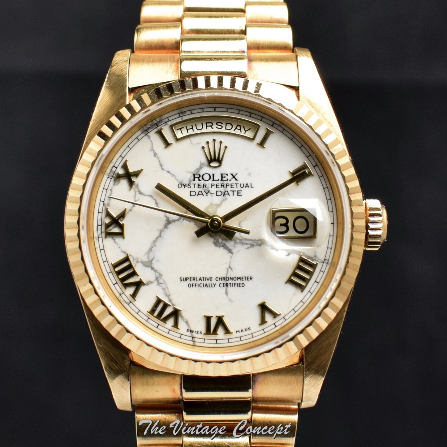 Rolex Day-Date 18K YG Marble Dial 18238 (SOLD)