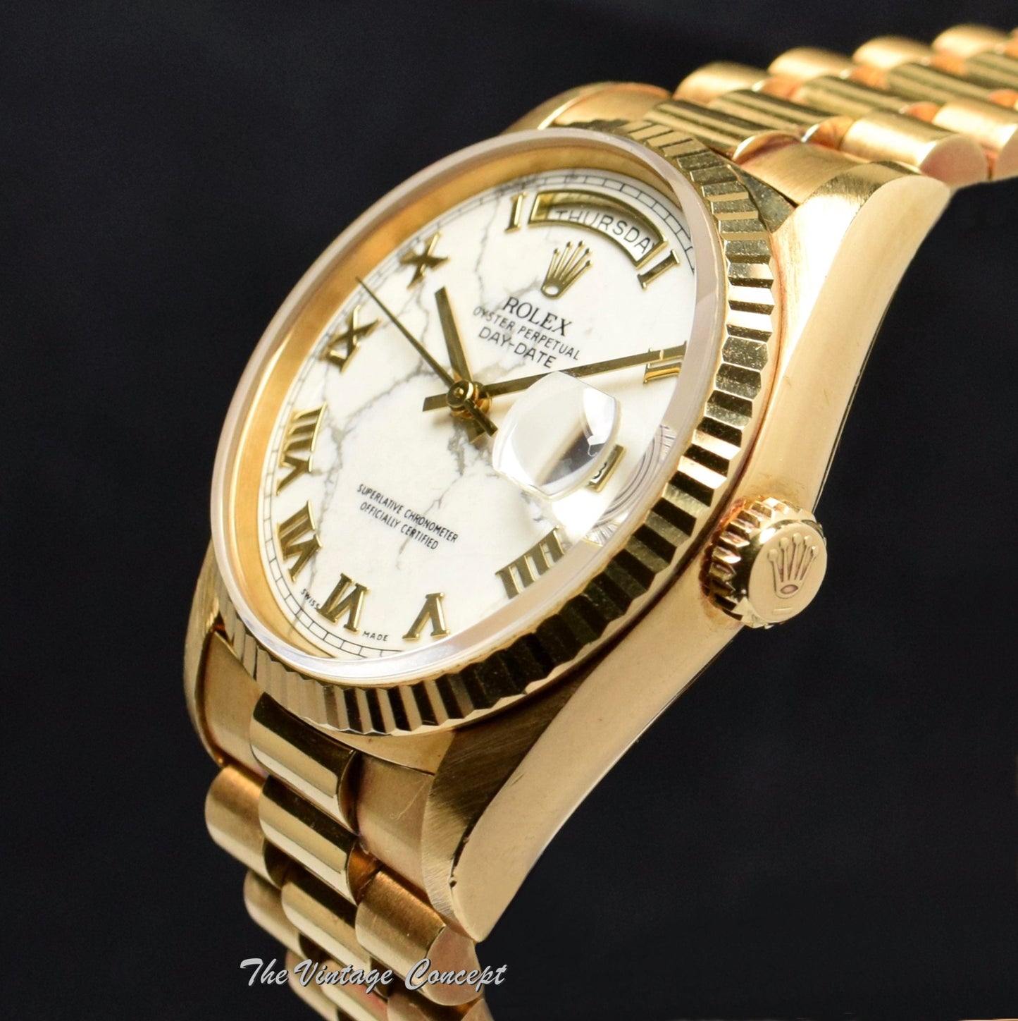 Rolex Day-Date 18K YG Marble Dial 18238 (SOLD)