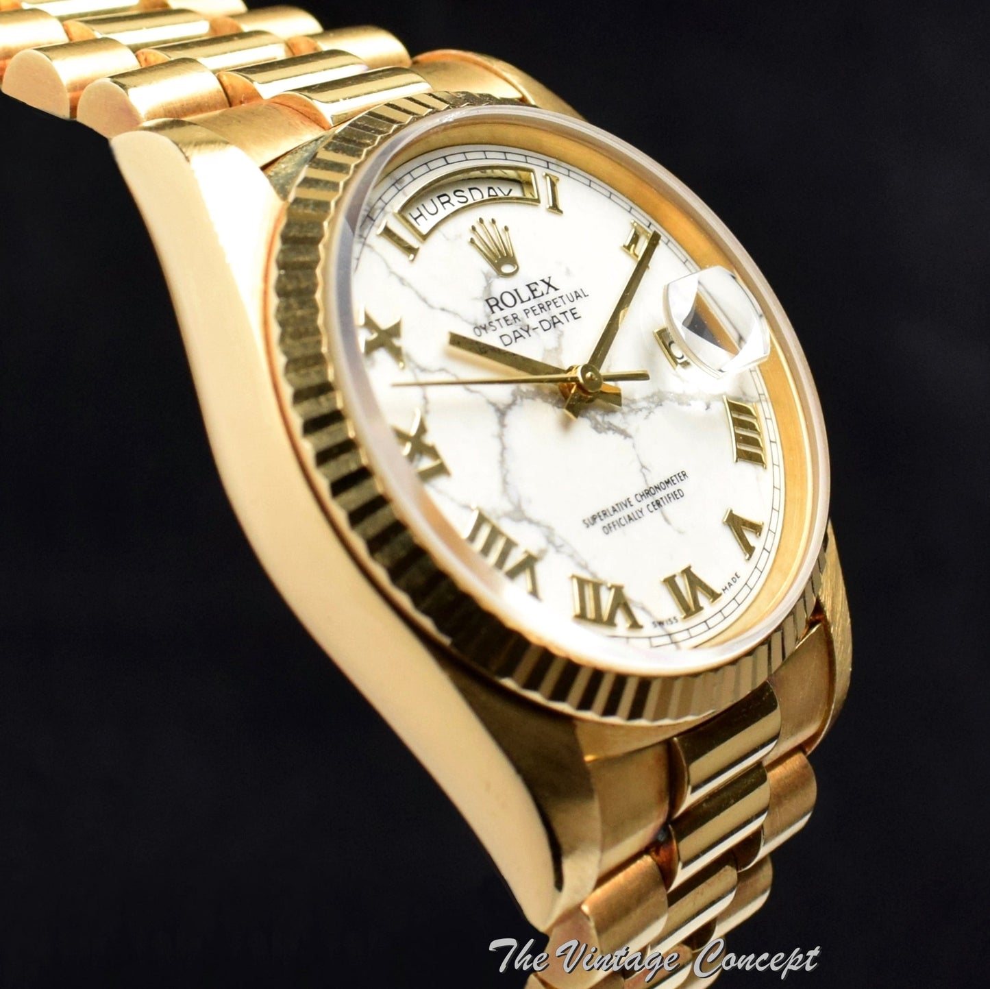 Rolex Day-Date 18K YG Marble Dial 18238 (SOLD)