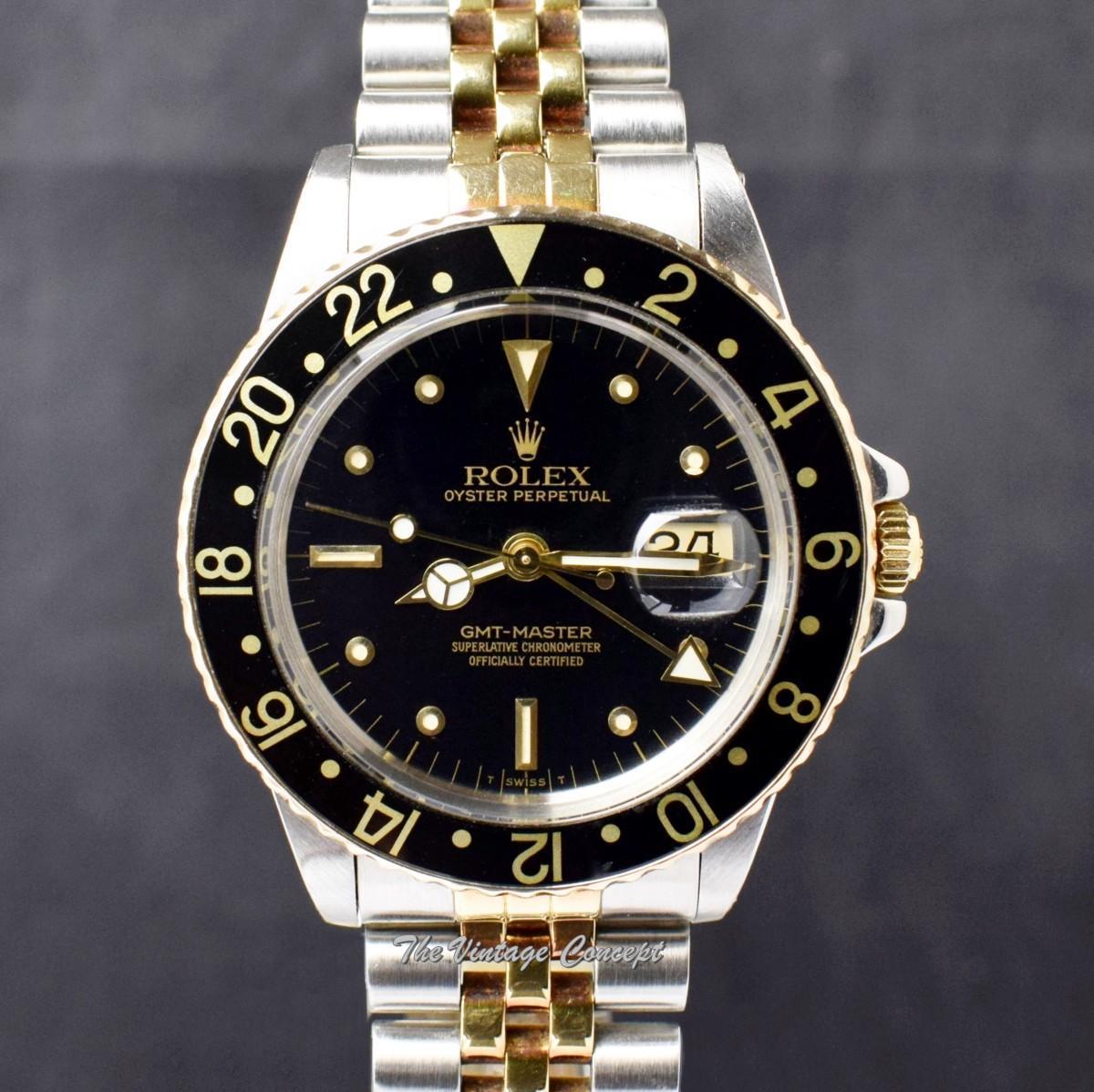 Rolex 18K Yellow Gold & Steel Two-Tone GMT-Master Black Nipple Dial 16753  (SOLD)