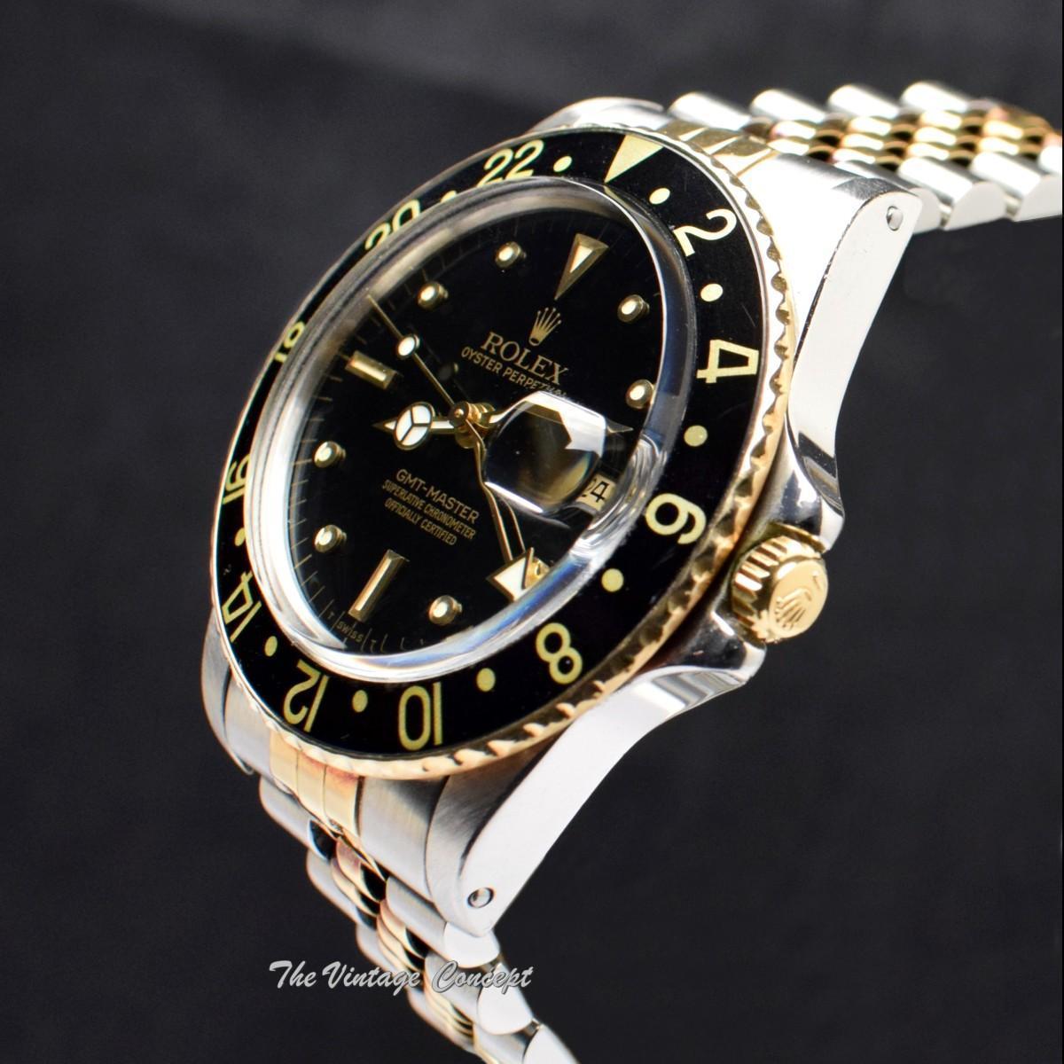 Rolex 18K Yellow Gold & Steel Two-Tone GMT-Master Black Nipple Dial 16753  (SOLD)