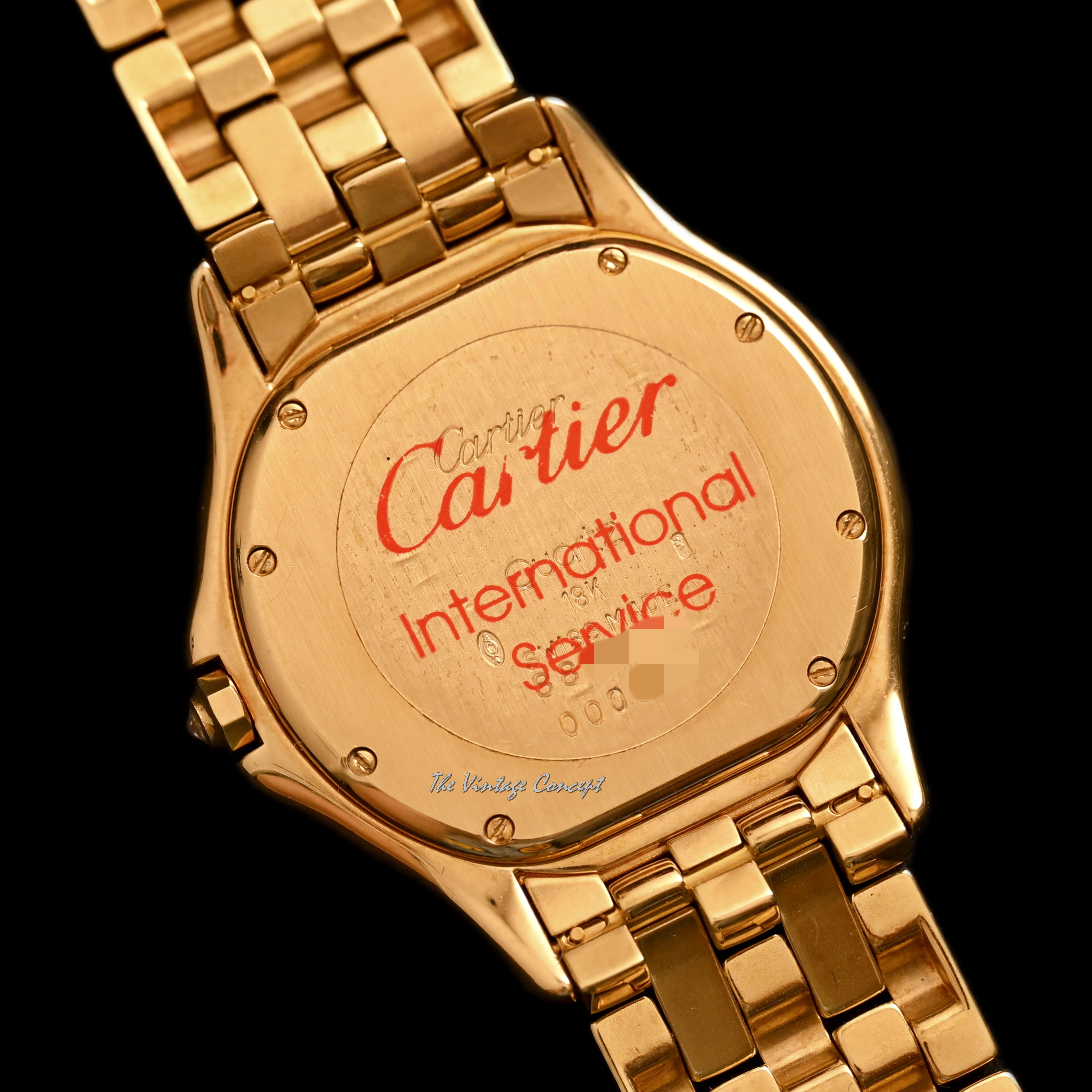 Cartier 18K Yellow Gold Quartz Cougar with Diamond Bezel 33mm w