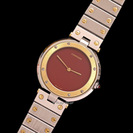 Cartier Two-tone Santos Vendome with Burgundy Dial Quartz Ref. 8191