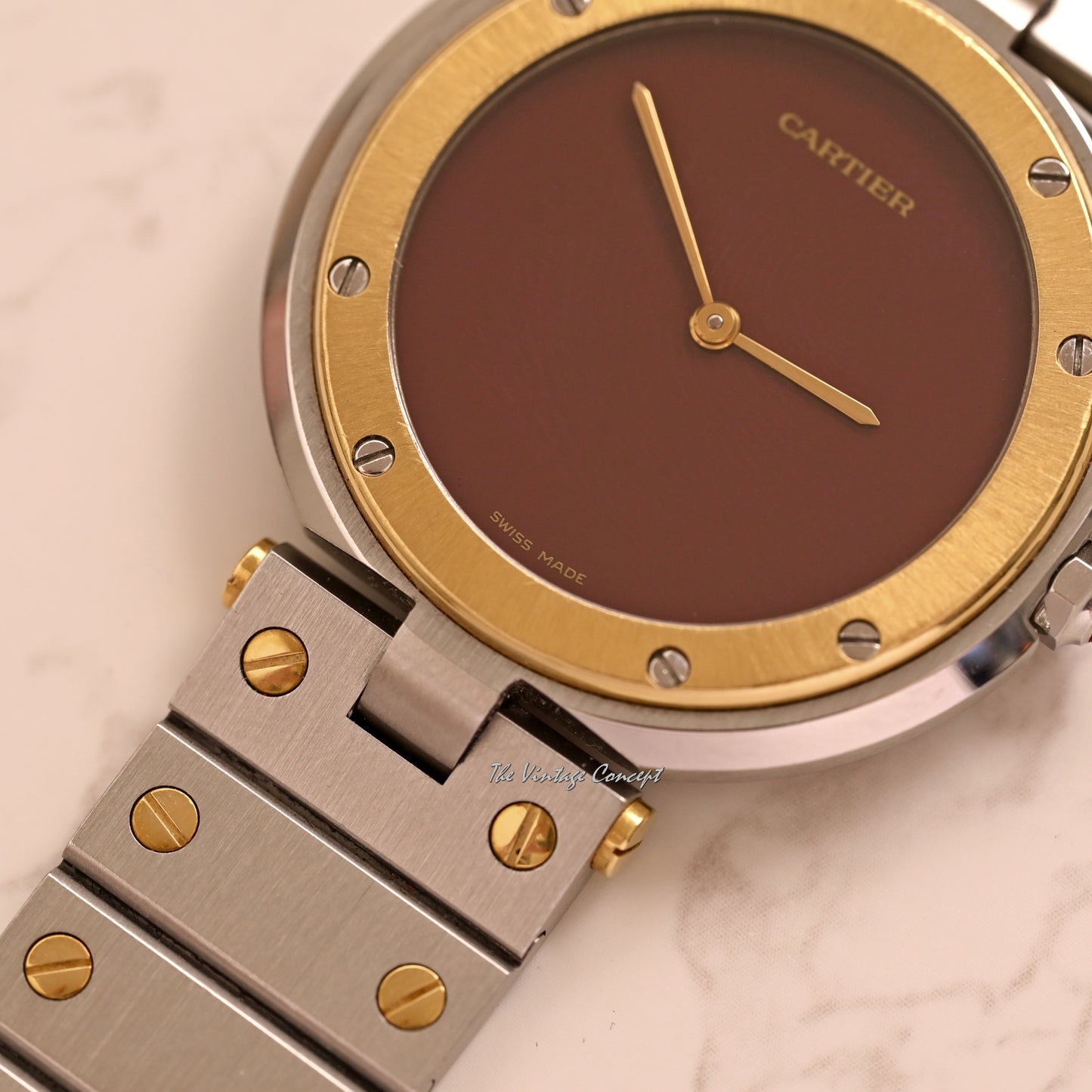 Cartier Two-tone Santos Vendome with Burgundy Dial Quartz Ref. 8191