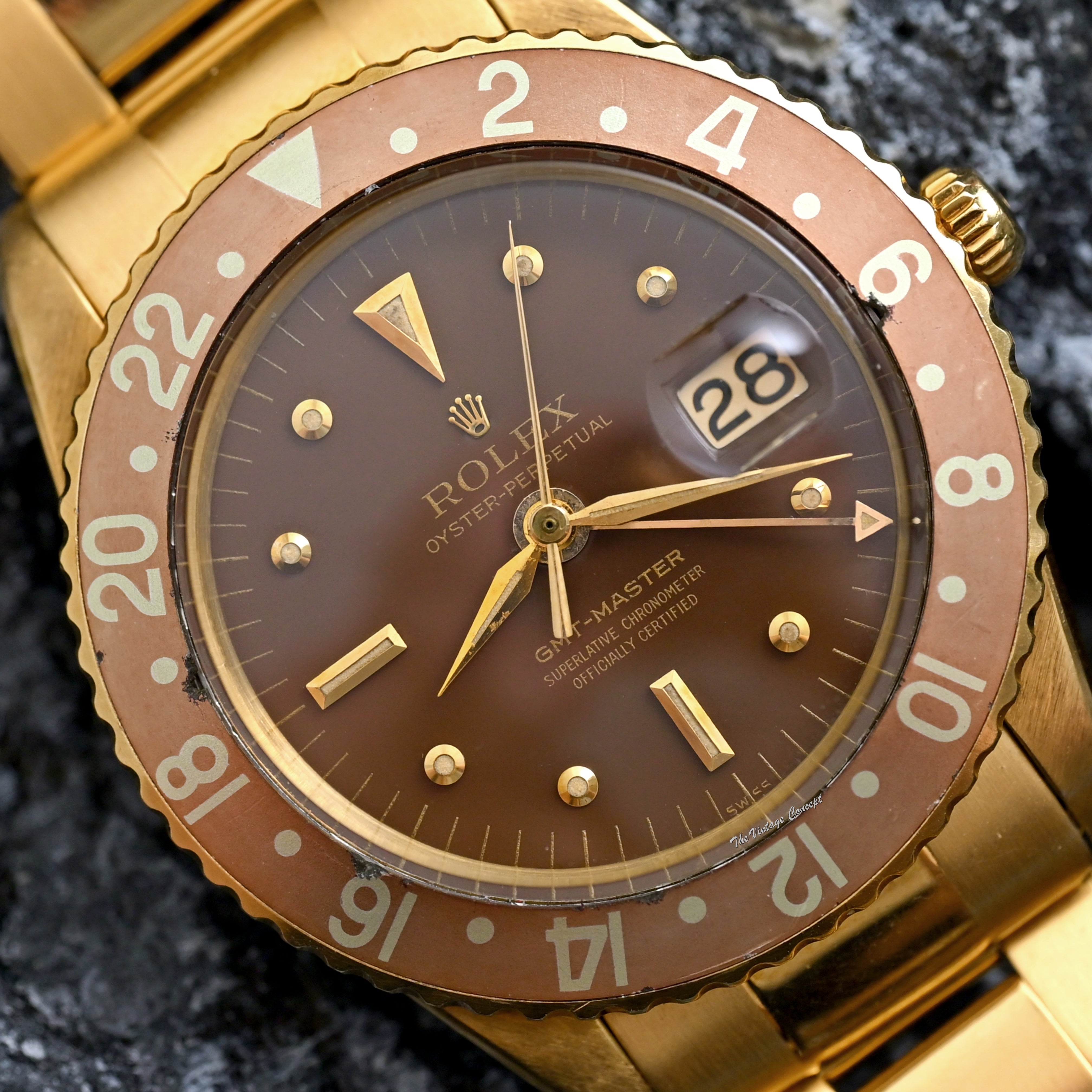 RARE Rolex GMT-Master 18K Yellow Gold No Guard Brown Nipple RARE Rolex GMT-Master 18K Yellow Gold No Guard Brown Nipple