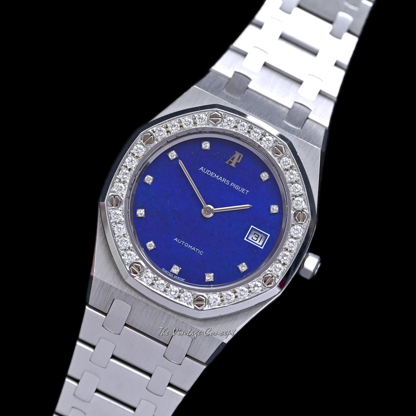 Audemars Piguet 18K White Gold Royal Oak Lapis Dial with Diamond Bezel & Indexes Automatic w/ Box set Ref. 14544BC