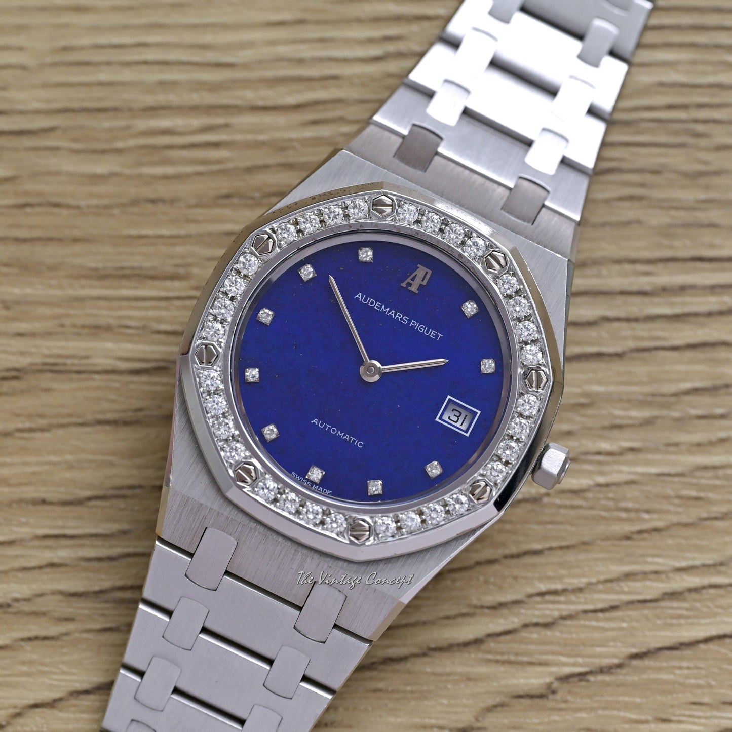 Audemars Piguet 18K White Gold Royal Oak Lapis Dial with Diamond Bezel & Indexes Automatic w/ Box set Ref. 14544BC