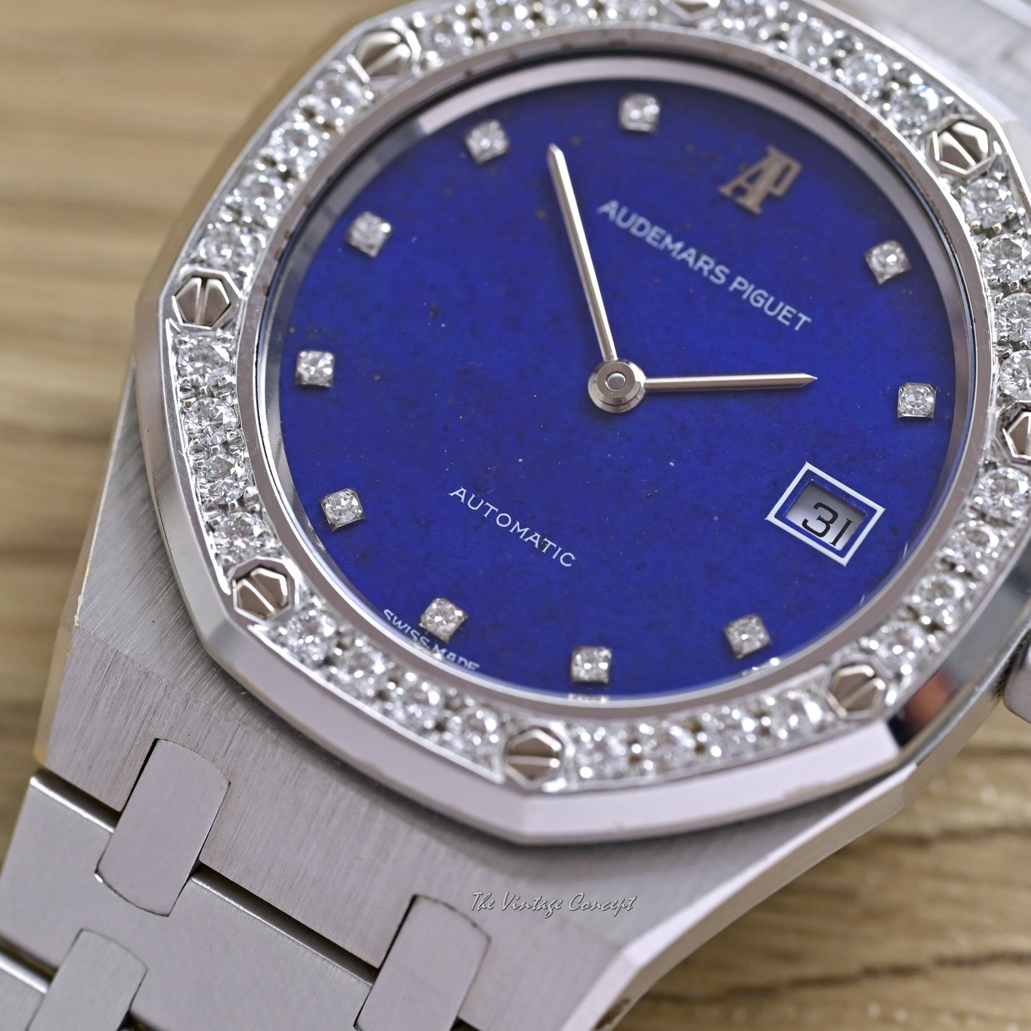 Audemars Piguet 18K White Gold Royal Oak Lapis Dial with Diamond Bezel & Indexes Automatic w/ Box set Ref. 14544BC