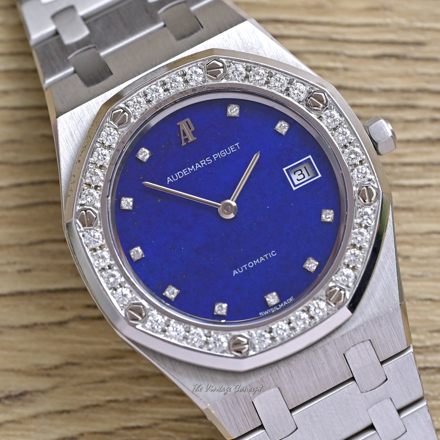 Audemars Piguet 18K White Gold Royal Oak Lapis Dial with Diamond Bezel & Indexes Automatic w/ Box set Ref. 14544BC