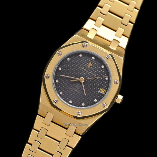Audemars Piguet 18K Yellow Gold Royal Oak Black Dial with Diamond Indexes Ref. 4100