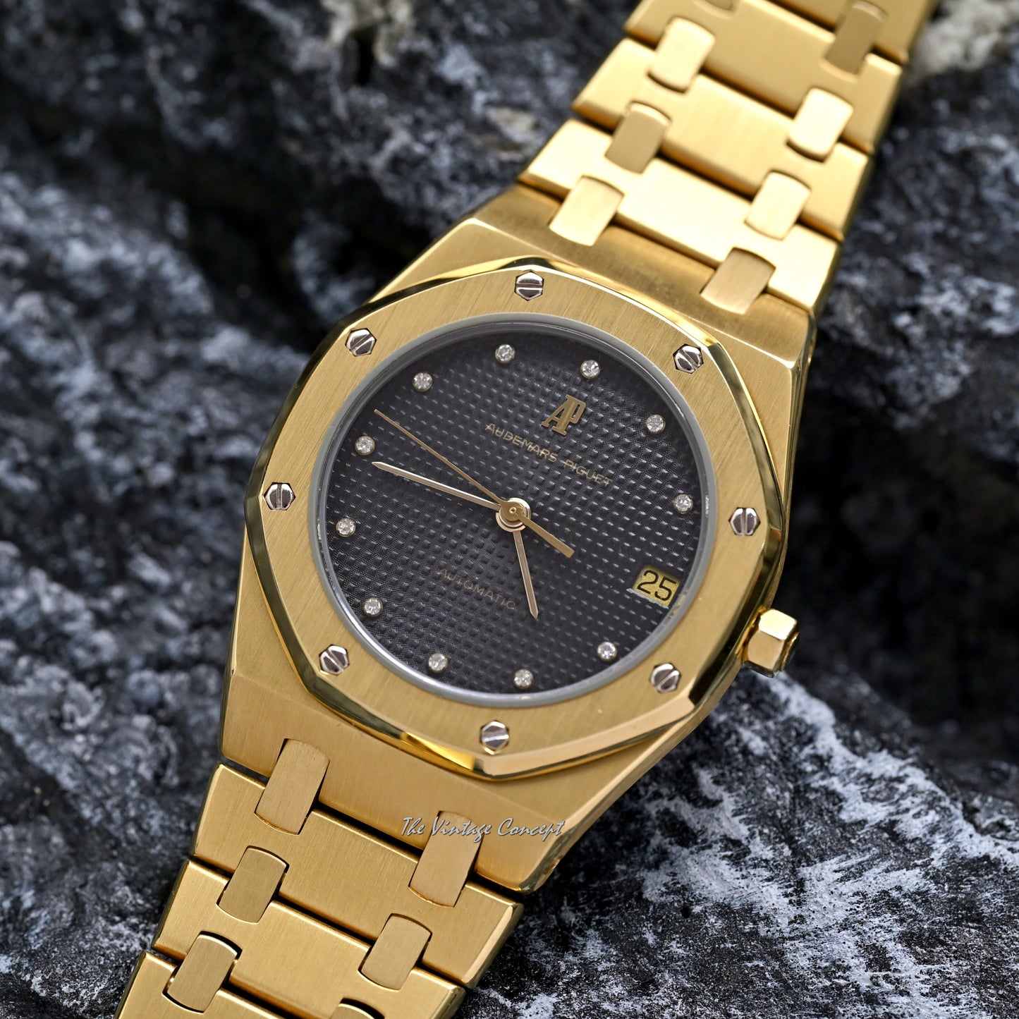 Audemars Piguet 18K Yellow Gold Royal Oak Black Dial with Diamond Indexes Ref. 4100  (SOLD)
