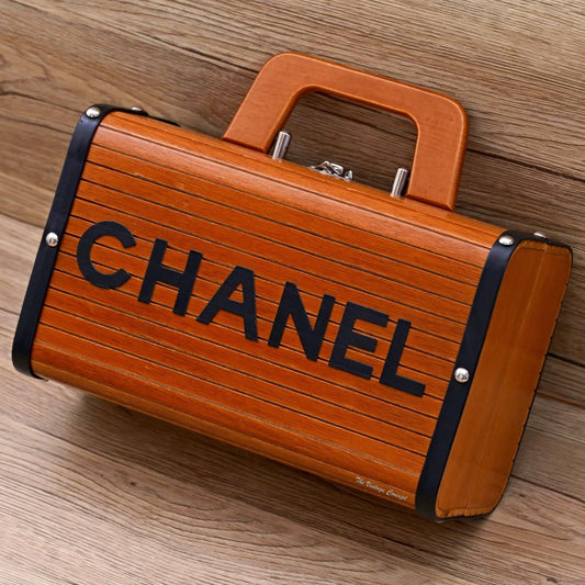 Vintage Chanel Brown Wooden Trunk Cruise Handbag Limited to 100 VIP Clients from 1994  (SOLD)