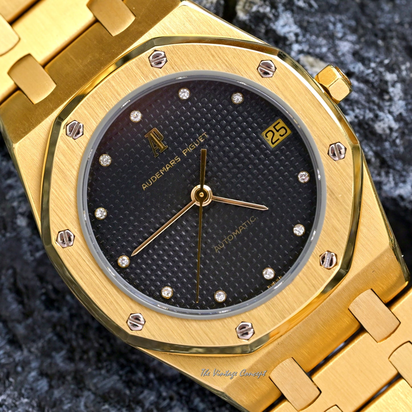 Audemars Piguet 18K Yellow Gold Royal Oak Black Dial with Diamond Indexes Ref. 4100  (SOLD)