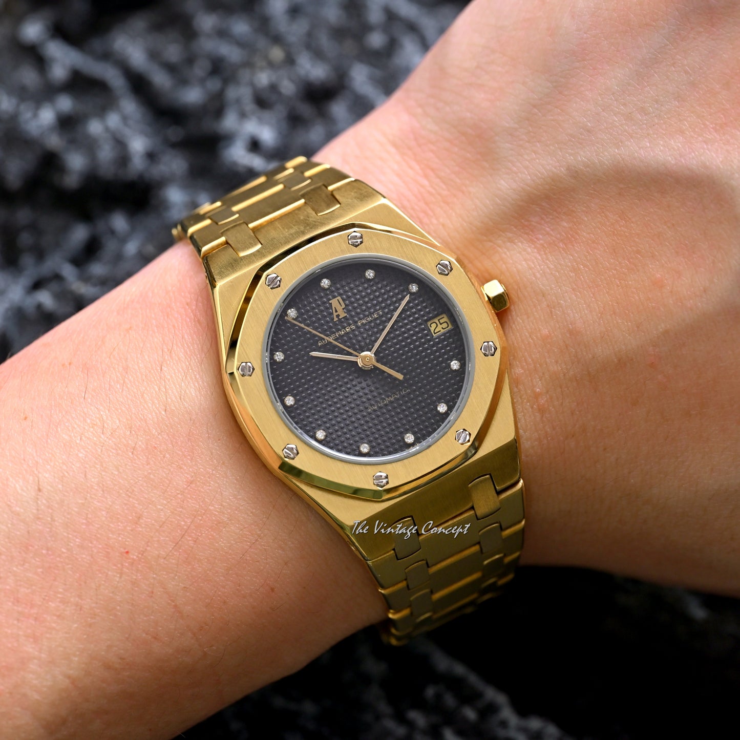 Audemars Piguet 18K Yellow Gold Royal Oak Black Dial with Diamond Indexes Ref. 4100  (SOLD)