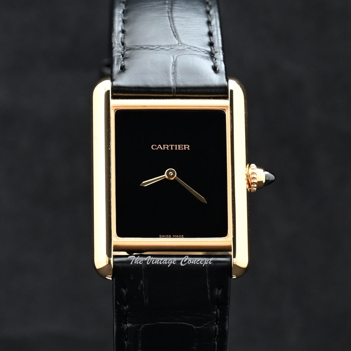 Cartier 18K Yellow Gold Tank Louis Large Model Black Swiss Dial Manual Wind (Box Set)  (SOLD)