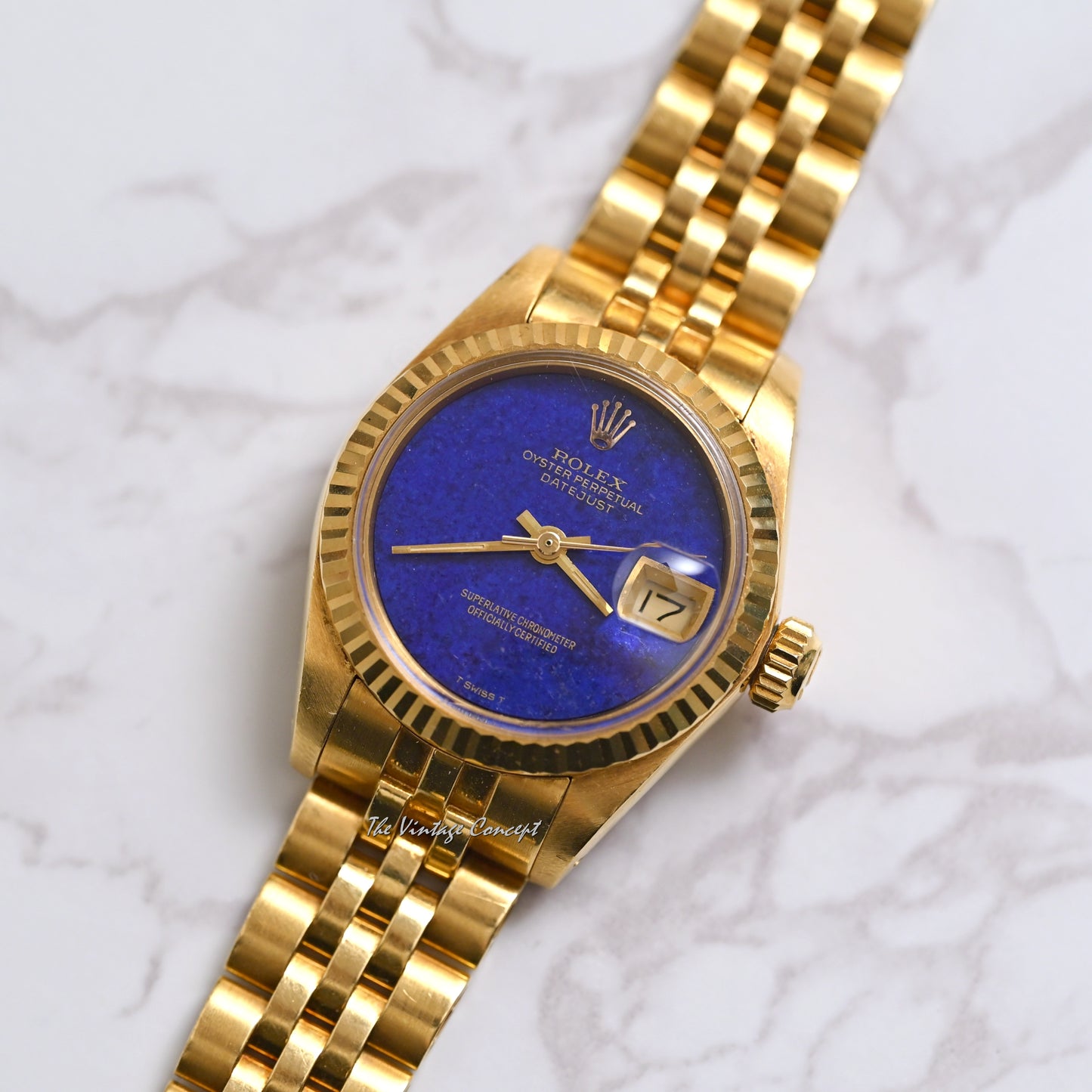 Rolex 18K Yellow Gold Lady Datejust Lapis stone dial w/ Yellow Gold Jubilee Bracelet Ref. 6917