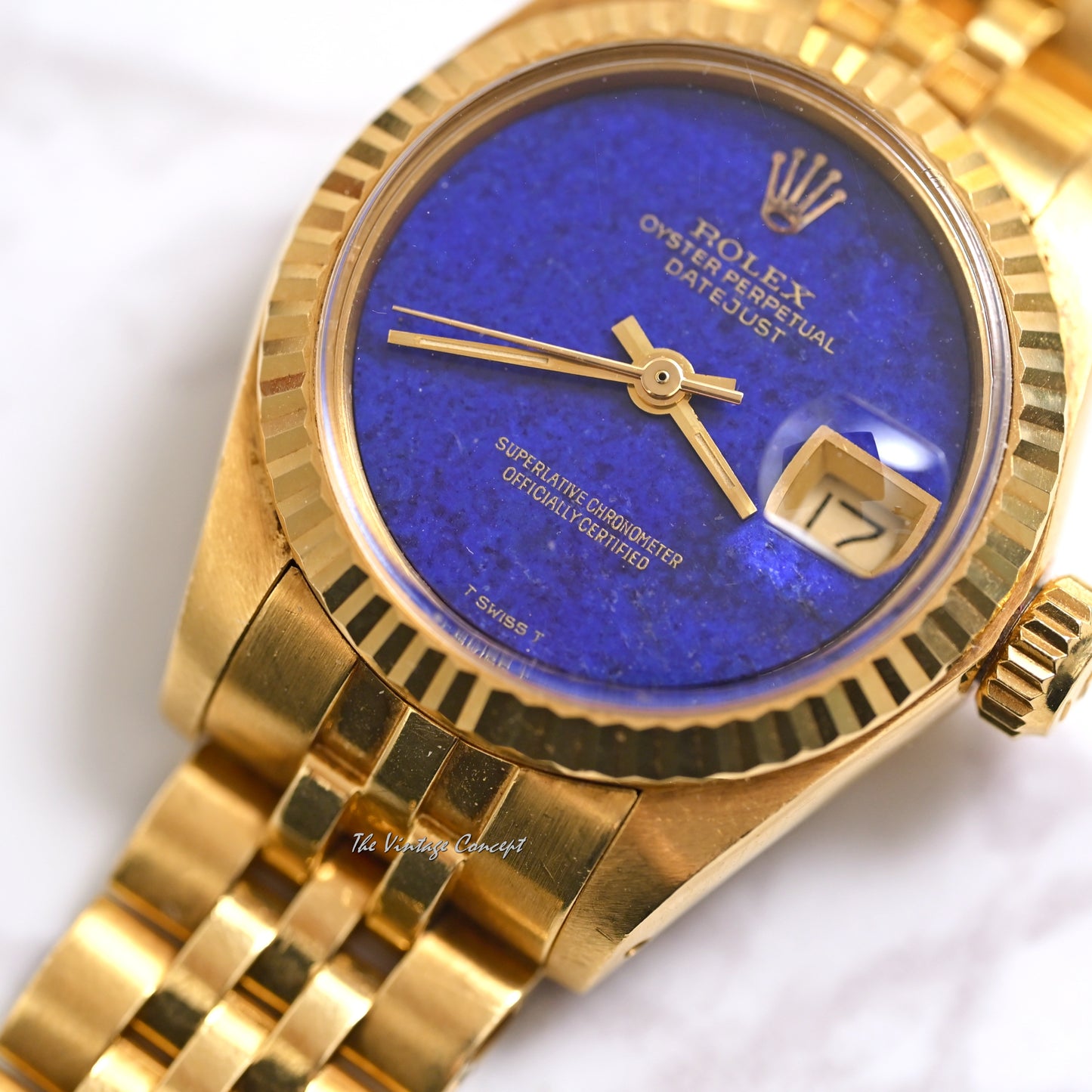 Rolex 18K Yellow Gold Lady Datejust Lapis stone dial w/ Yellow Gold Jubilee Bracelet Ref. 6917