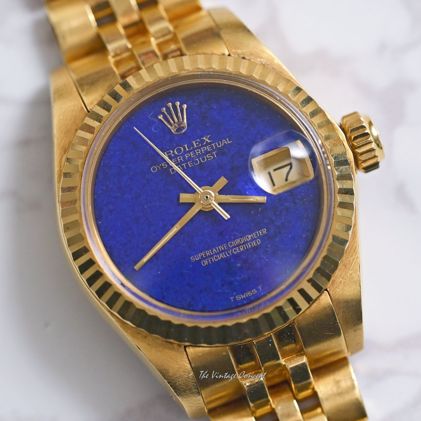Rolex 18K Yellow Gold Lady Datejust Lapis stone dial w/ Yellow Gold Jubilee Bracelet Ref. 6917