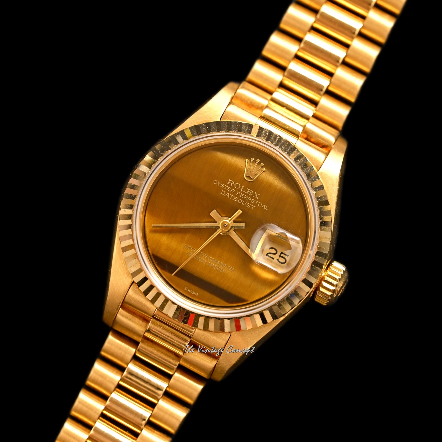Rolex 18K Yellow Gold Lady Datejust Tiger-eyes stone dial Ref. 69178