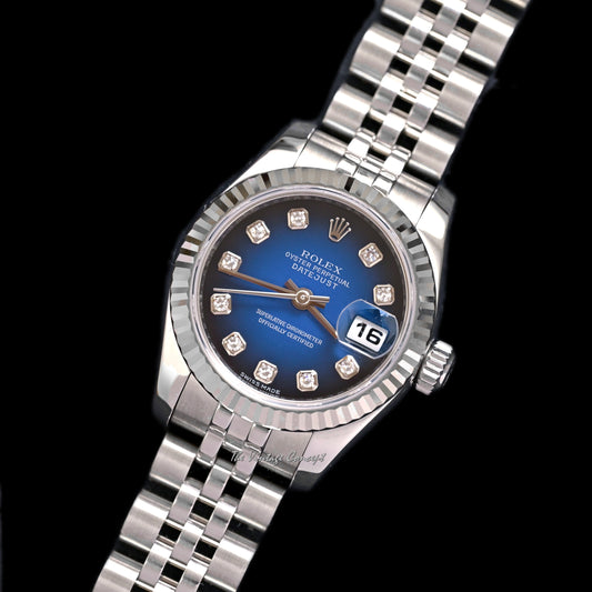 Rolex Steel Lady Datejust Ombre Blue Dial with Diamond Indexes Ref. 179174