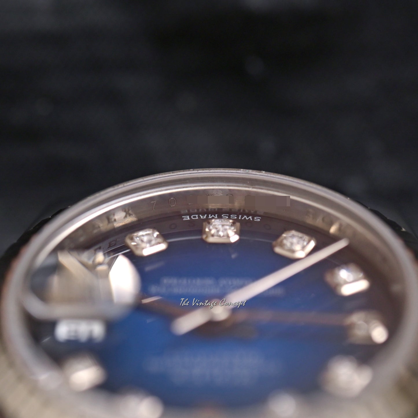 Rolex Steel Lady Datejust Ombre Blue Dial with Diamond Indexes Ref. 179174