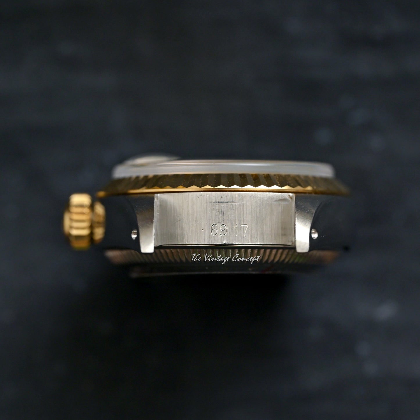 Rolex Two-Tones Lady Datejust Gold Dial Tiffany&Co. w/ Leather Strap Ref. 6917