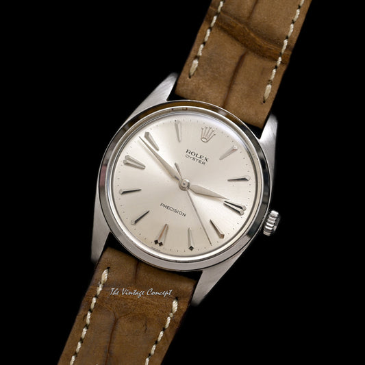 Rolex Steel Oyster Precision Silver Dial Manual Wind w/ Leather Strap Ref. 6424
