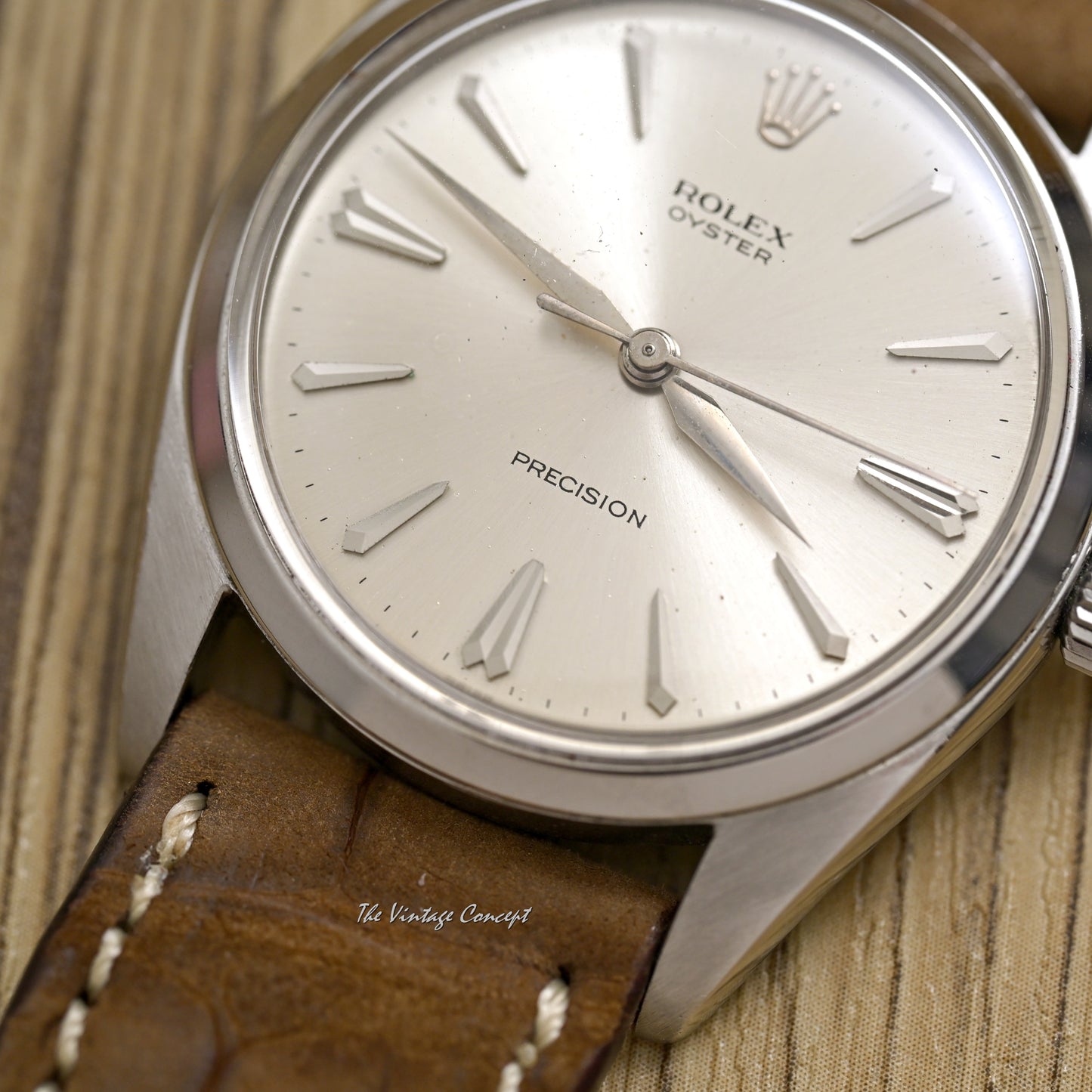 Rolex Steel Oyster Precision Silver Dial Manual Wind w/ Leather Strap Ref. 6424