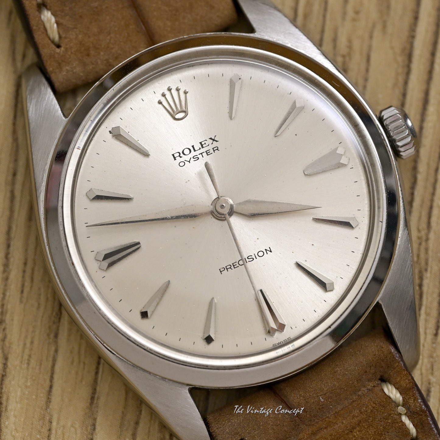 Rolex Steel Oyster Precision Silver Dial Manual Wind w/ Leather Strap Ref. 6424