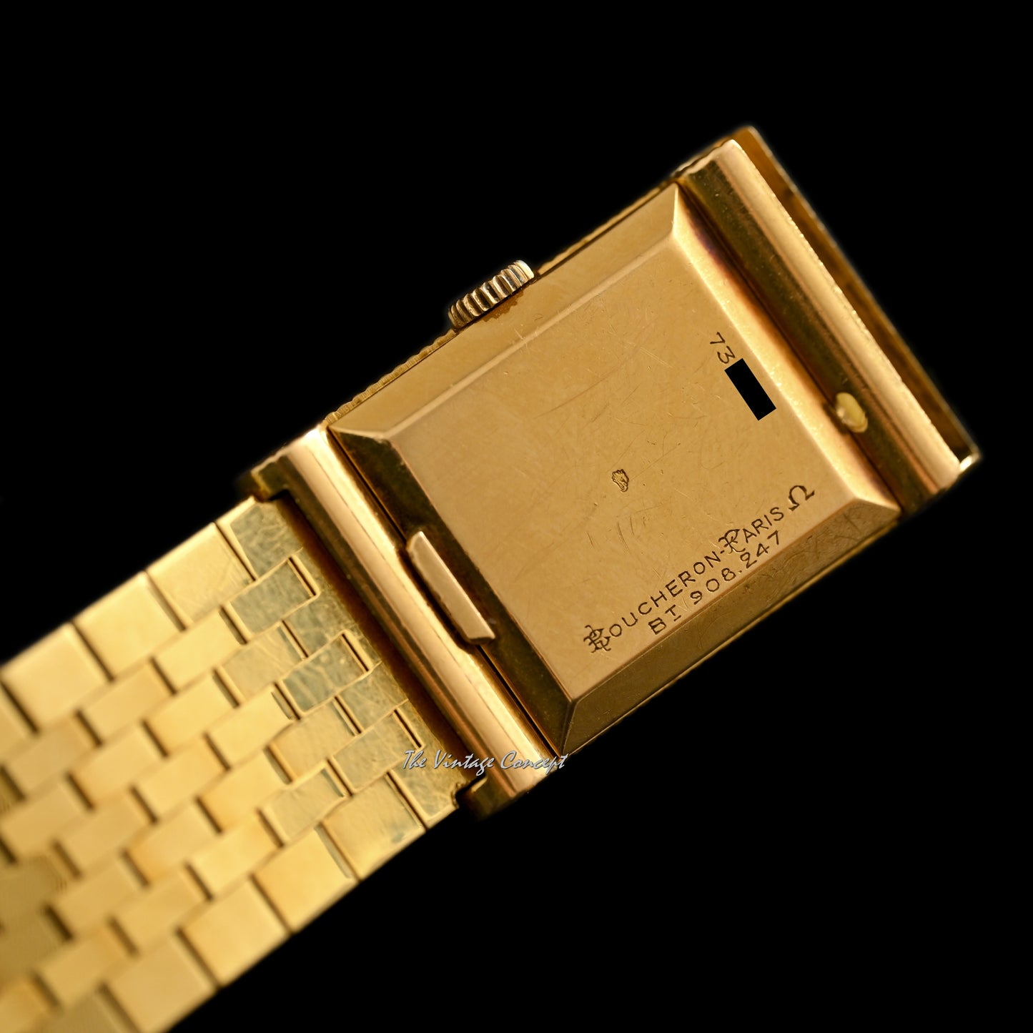 Boucheron 18K Yellow Gold Paris Reflet Omega Manual Wind w/ Original Yellow Gold Bracelet Ref. BT.908.247