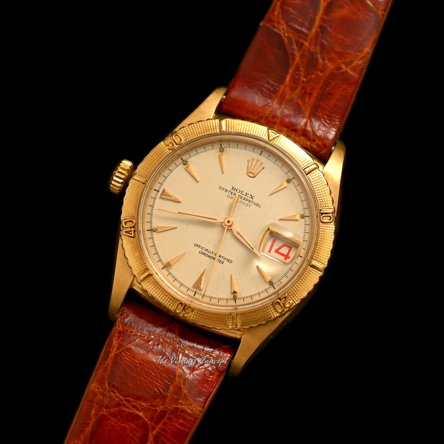 Rolex 18K Rose Gold Big Bubbleback Red “Datejust” Left Hand Ref. 6309 (Head Only)