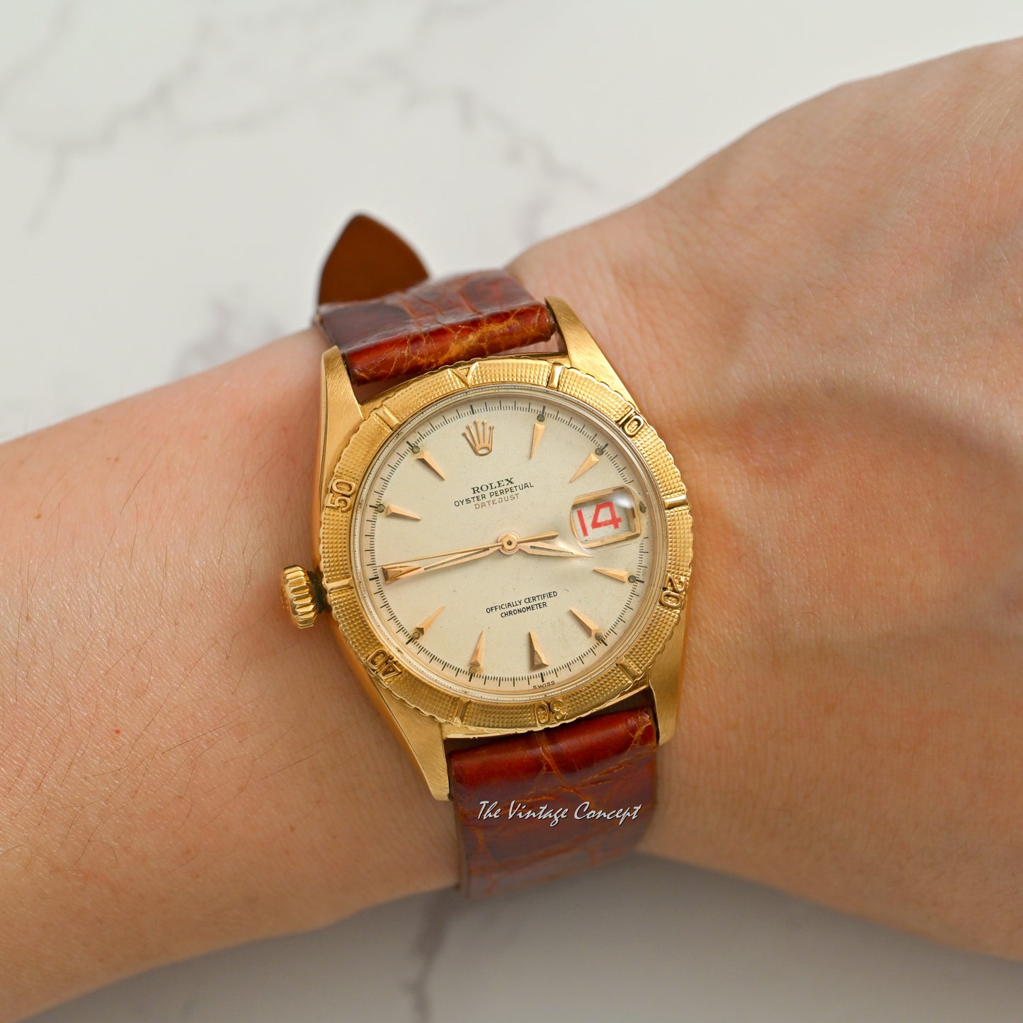 Rolex 18K Rose Gold Big Bubbleback Red “Datejust” Left Hand Ref. 6309 (Head Only)