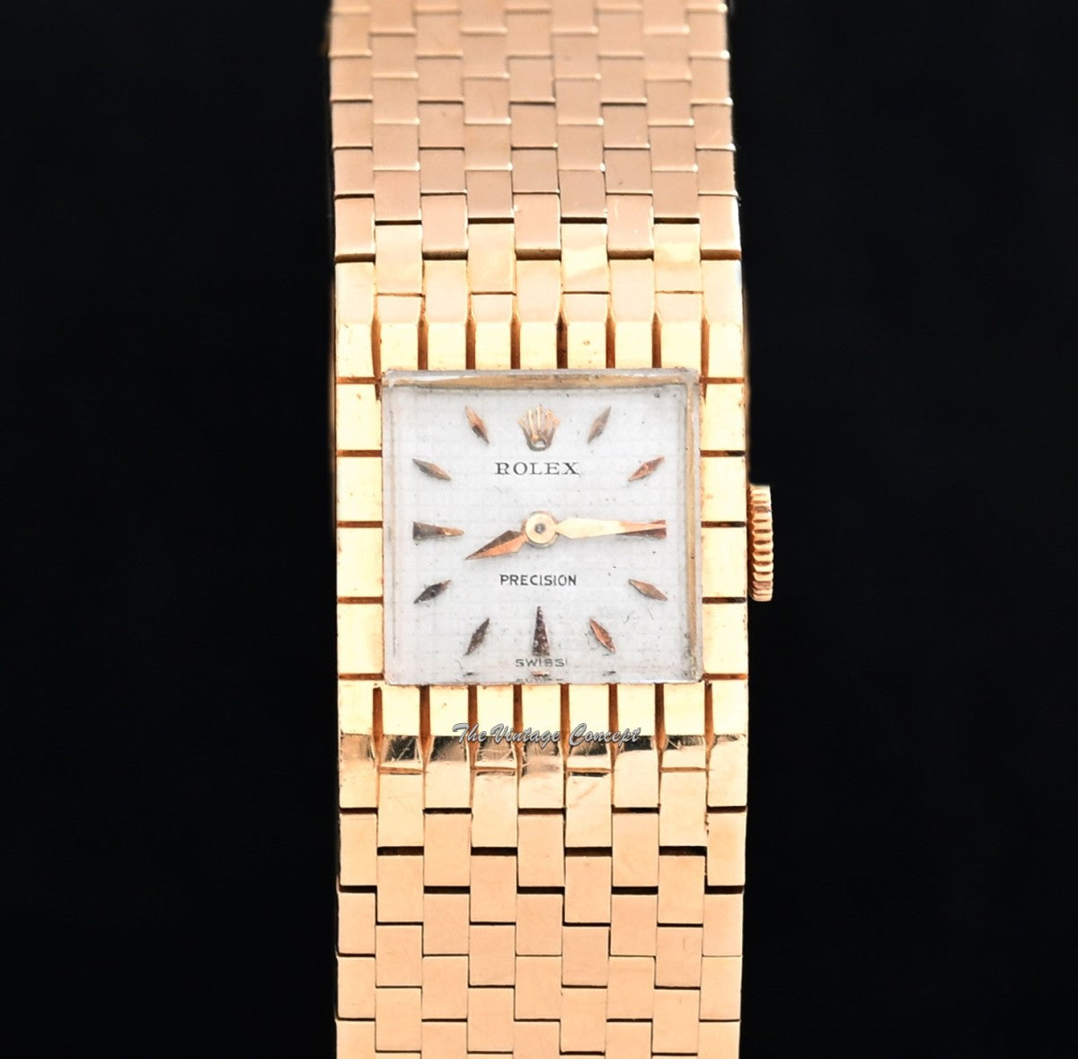 Rolex 18K Yellow Gold Precision Manual Wind Belt Cocktail Dress Watch 8209